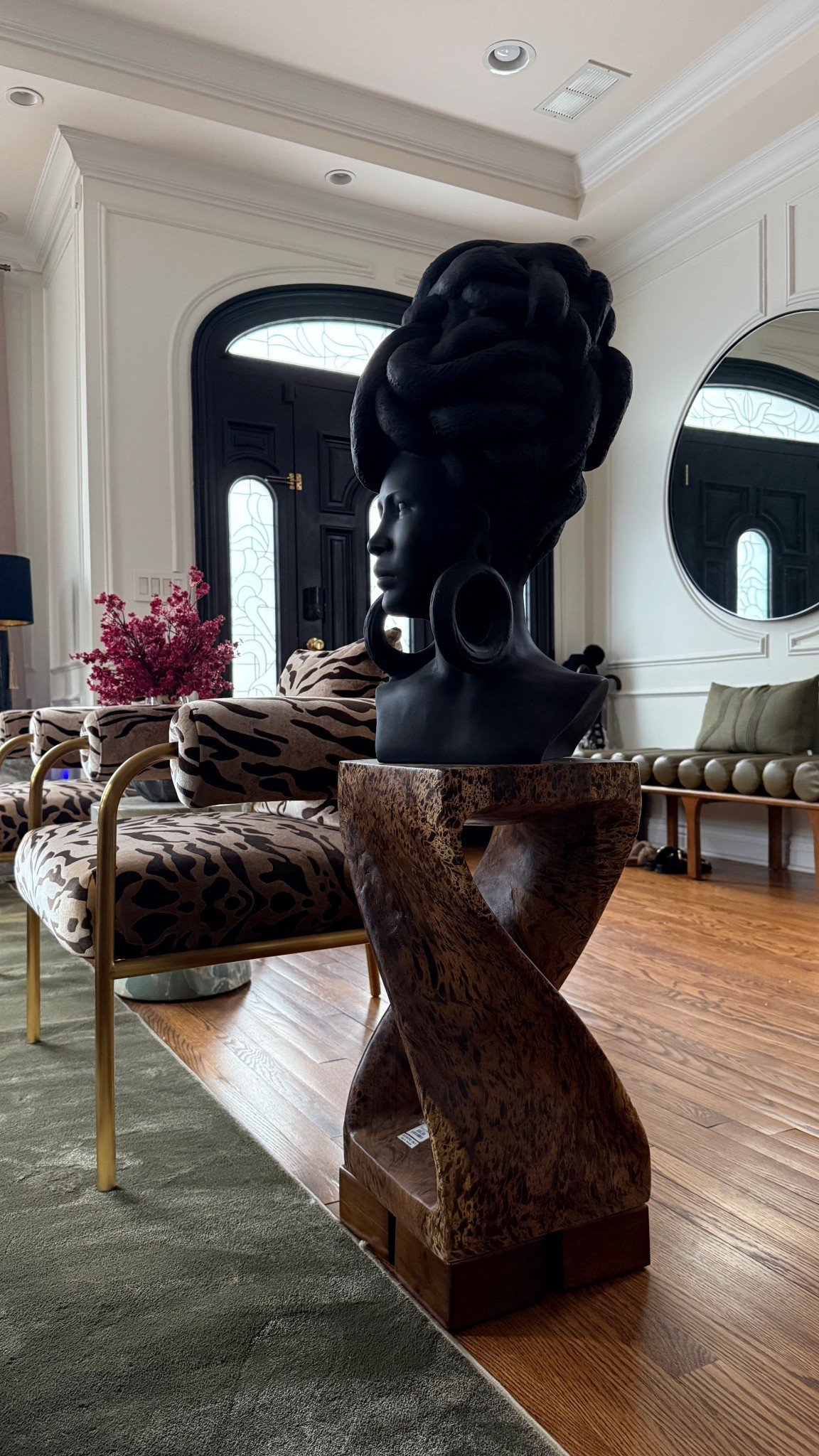 Weaver Bird bust from CB2 and twist accent table 