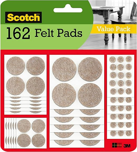 Scotch Felt Pads, Felt Furniture Pads for Protecting Hardwood Floors, Round, Beige, Assorted Size... | Amazon (US)