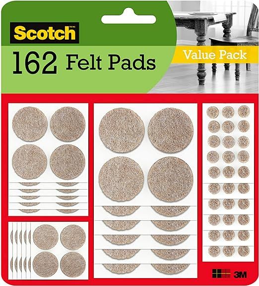 Scotch Felt Pads, Felt Furniture Pads for Protecting Hardwood Floors, Round, Beige, Assorted Size... | Amazon (US)