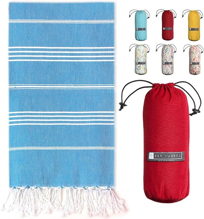BAY LAUREL Turkish Beach Towel with Travel Bag 39 x 71 Quick Dry Sand Free Lightweight Large Over... | Amazon (US)