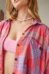 UO Brendan Pink Plaid Drapey Button-Down Shirt | Urban Outfitters (US and RoW)