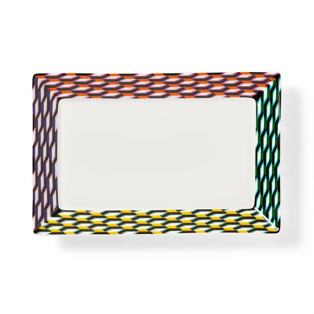 Arrow Geo Cherry Tomato/Green/Purple/Yellow Stoneware Rectangle Serving Tray - DVF for Target | Target