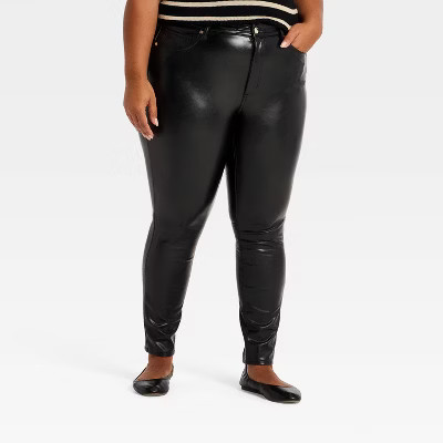Women's Everyday High-Rise Skinny Faux Leather Pants - Universal Thread™ Black | Target