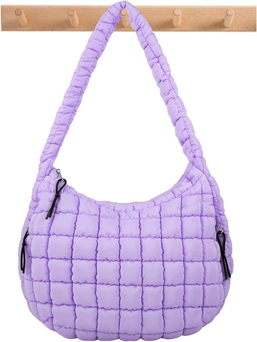 Quilted Puffer Tote Bag Puffy Crossbody Shoulder Bag with Zipper, Nylon Hobo Handbag Travel Carry... | Amazon (US)