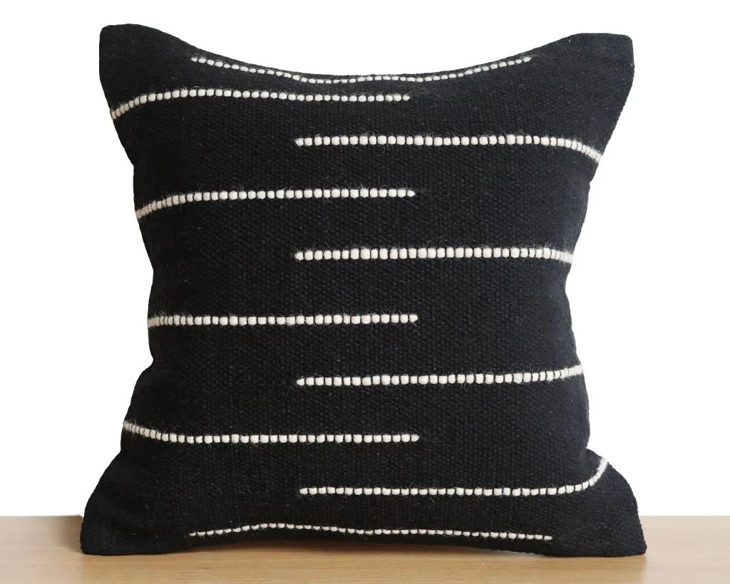 Handwoven Black and Cream Pillow Cover | Coterie, Brooklyn