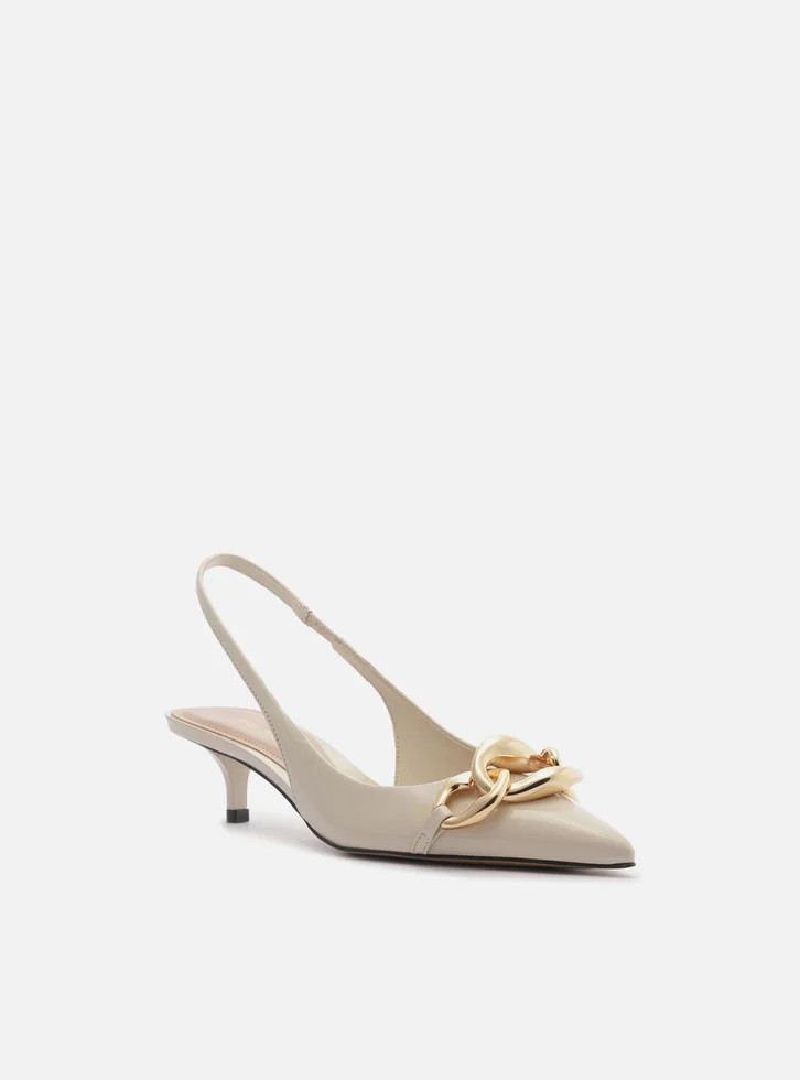Scarpin Branco Salto Kitten Slingback Elos | ZZ Mall (BR)