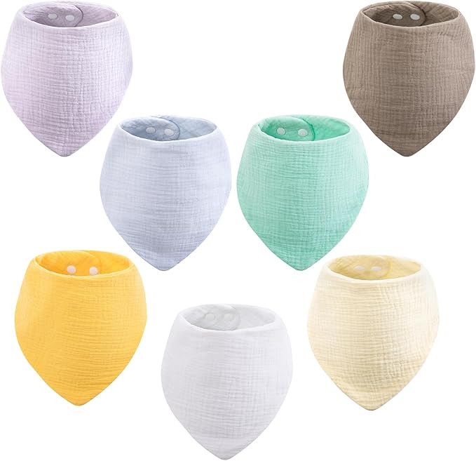100% ORGANIC COTTON Bibs Muslin Bandana Super Soft and absorbent Drool Bibs for Babies. Teething ... | Amazon (US)