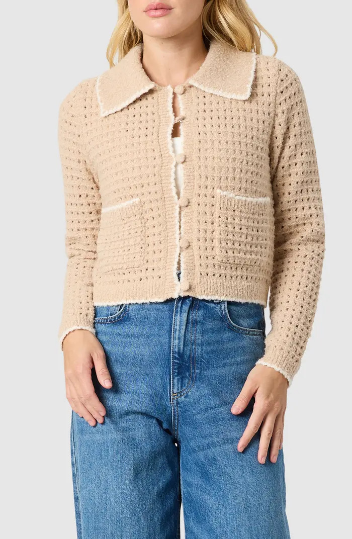 All in Favor Contrast Trim Point Collar Cardigan | Nordstrom | Nordstrom