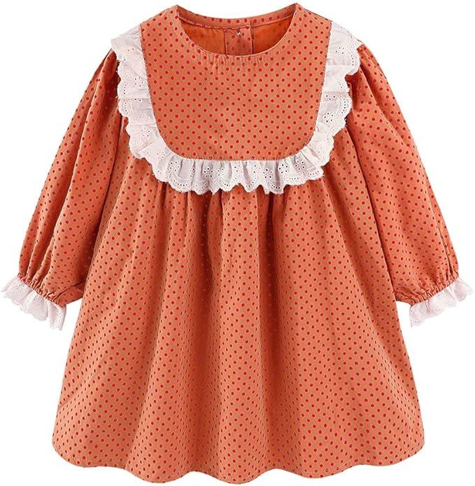 Mud Kingdom Girls Drees Peter Pan Collar Ruffle Lace Collared Long Sleeve Dress 2-8 Years | Amazon (US)