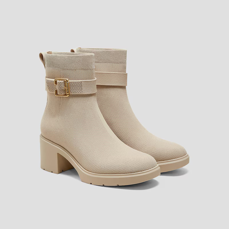 Square-Toe Water-Repellent Heeled Boots (Gisella) | VIVAIA