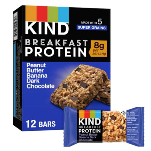KIND Breakfast, Healthy Snack Bar, Peanut Butter Banana Dark Chocolate, Gluten Free Breakfast Bars, 8g Protein, 1.76 OZ Packs (6 Count) | Amazon (US)