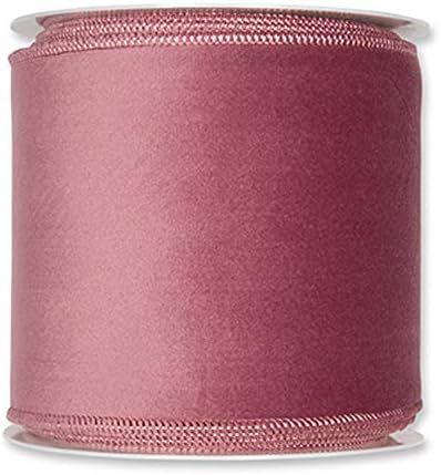 Floristrywarehouse Dusky Pink Christmas Velvet Fabric Ribbon 4 inches Wide on 9 Yards roll. Wired... | Amazon (US)