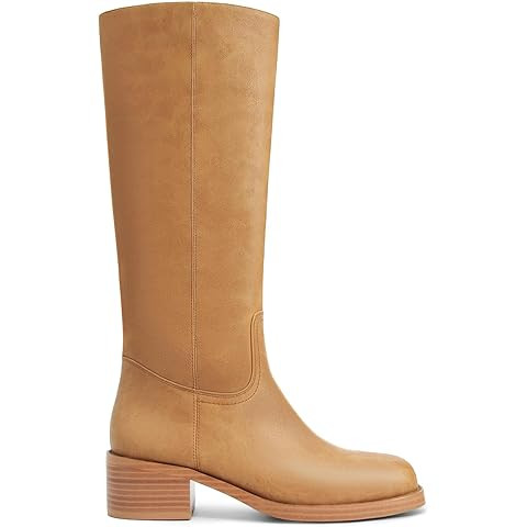 UBWDU Women's Knee High Boots Chunky Block Heel Long Boots Square Toe Low Heel Boots for Women | Amazon (US)