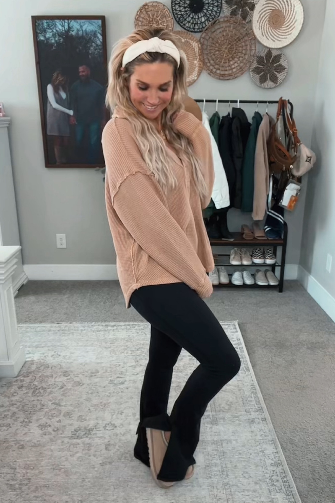 AE waffle long sleeve paired with AE black flare yoga pants the ultimate comfy and cozy Sunday outfit🤎

#LTKSeasonal #LTKfindsunder50