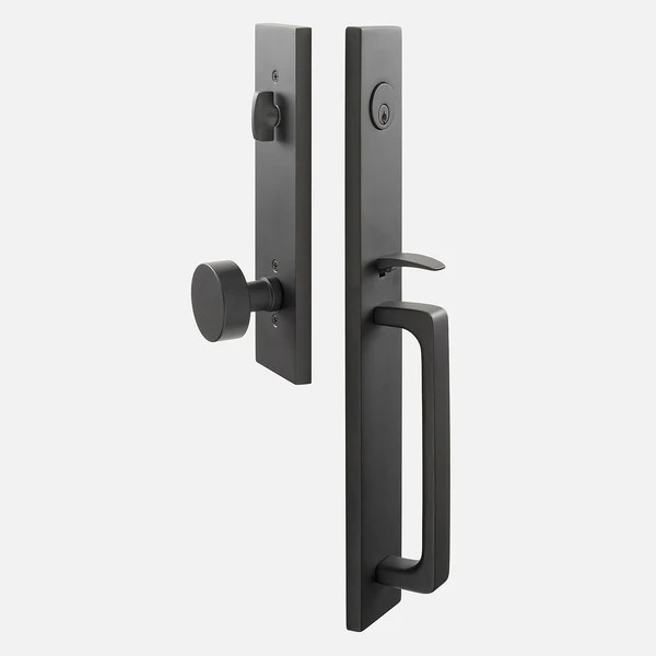 Lausanne Entrance Handleset with Cylinder Knob - Flat Black | Schoolhouse
