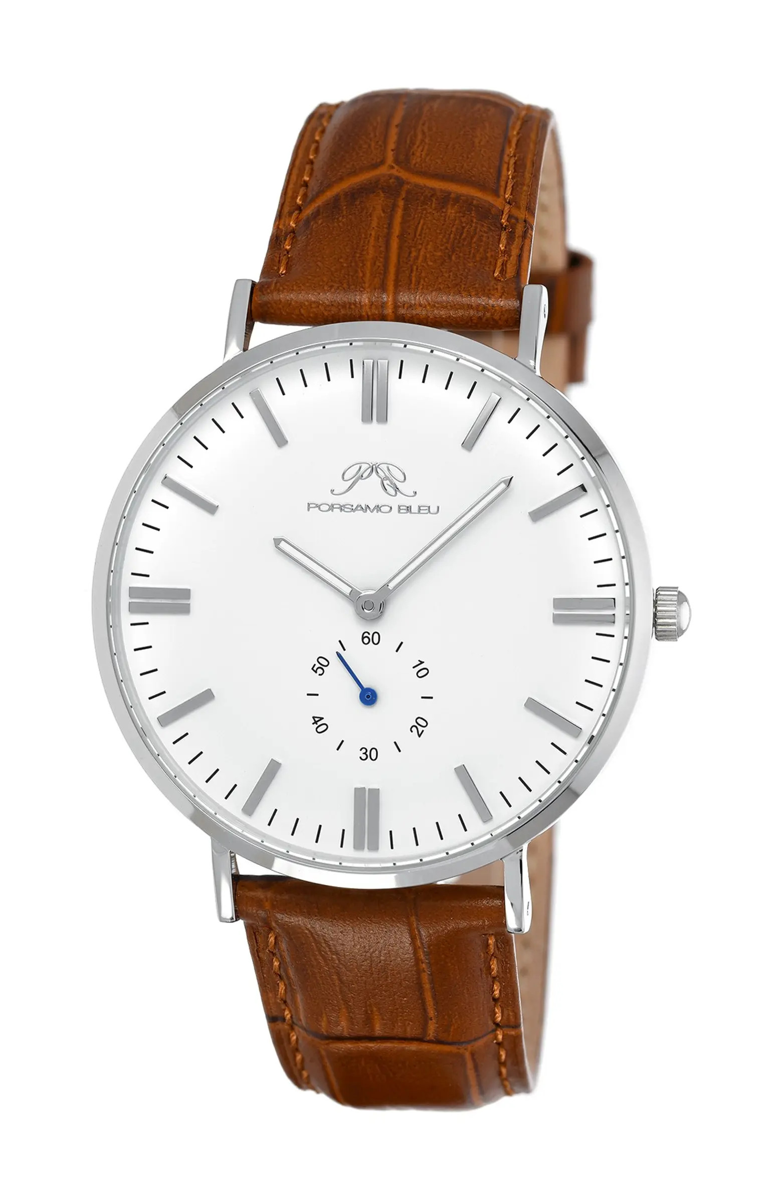 Men's Henry Leather Strap Dress Watch, 40.8mm | Nordstrom Rack