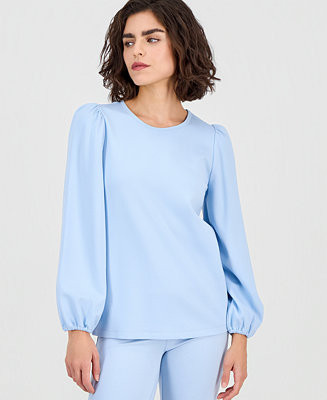 AK Anne Klein Petite Serenity Knit Long-Sleeve Top | Macy's