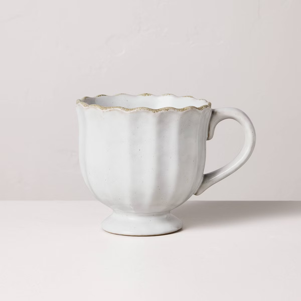 12oz Scalloped Edge Ceramic Mug with Foot Sour Cream - Hearth & Hand™ with Magnolia | Target