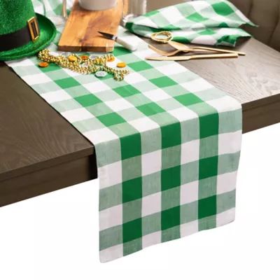 Design Imports Shamrock Buffalo Check 108-Inch Table Runner in Green | Bed Bath & Beyond