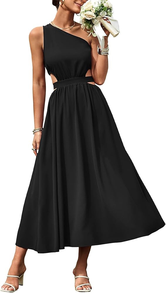 VOTEPRETTY Women's Summer Dress 2023 Wedding Guest Beach One Shoulder Cocktail Cutout Boho Maxi D... | Amazon (US)