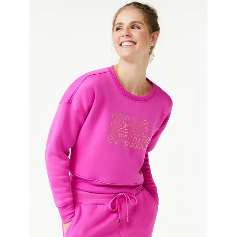 Love & Sports Women's Fleece Cropped Logo Sweatshirt - Walmart.com | Walmart (US)