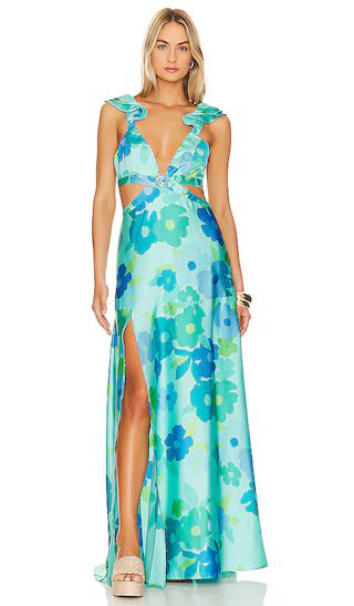 Francie Maxi Dress in Blue Piccadilly Flora | Revolve Clothing (Global)