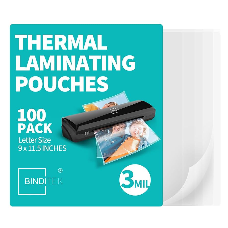 Binditek 100 Pack 3 Mil Thermal Laminating Pouches, 9x11.5 Inches Laminating Sheets, for Letter S... | Amazon (US)