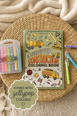 Coloring Book & Gellypop™ Crayon Set | Construction Zone | Caden Lane