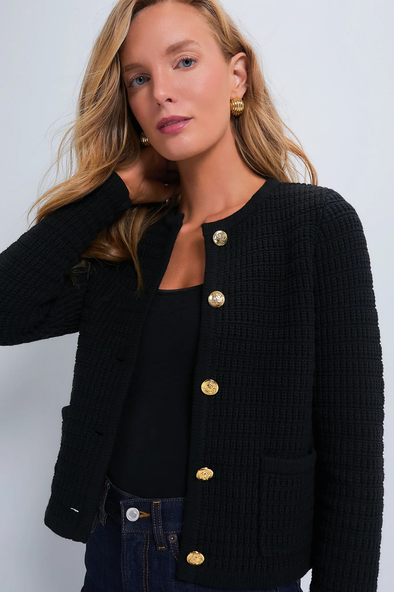 Black Woven Maybourne Cardigan | Tuckernuck (US)