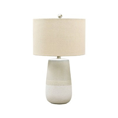 Shavon Table Lamp Beige/White - Signature Design by Ashley: Glazed Ceramic, Drum Shade, 3-Way Switch | Target