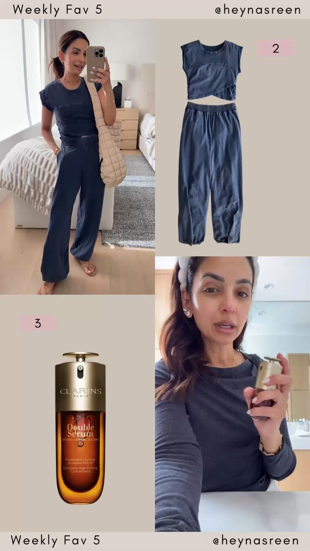 Fav 5:
#2: Free People set
#3: Clarins double serum 