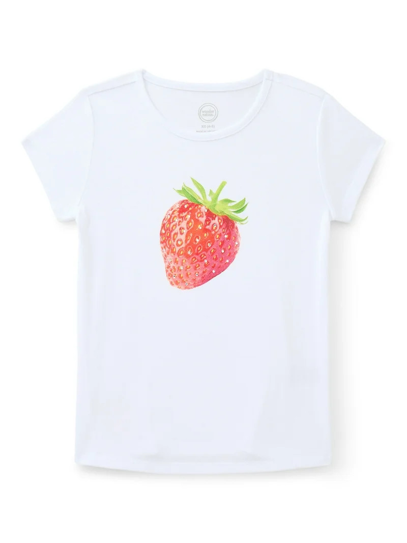 Wonder Nation Girls' Embellished Graphic Tee with Short Sleeves, Sizes 4-18 & Plus | Walmart (US)