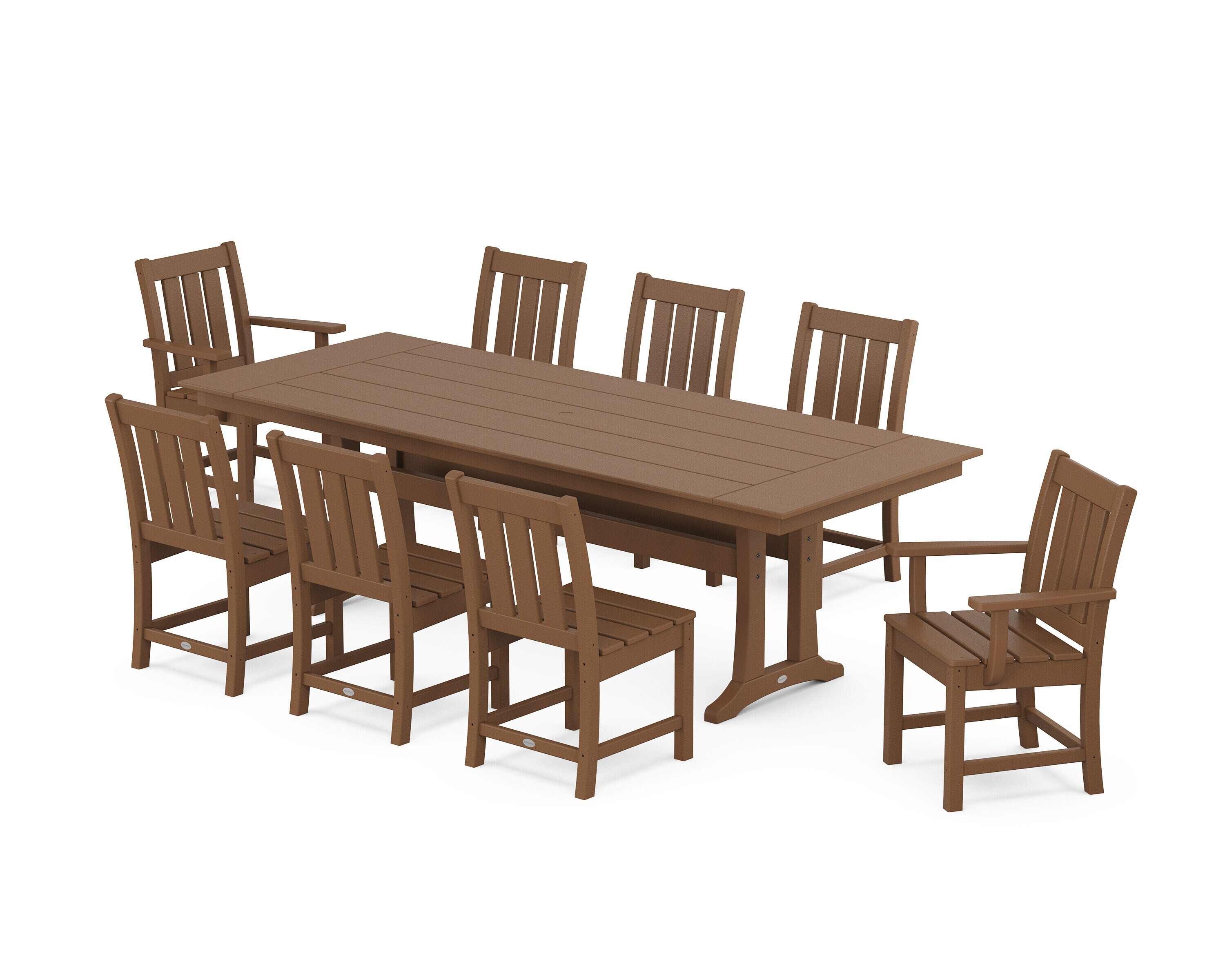 POLYWOOD Oxford 9 -Piece Teak Patio Dining Set Plastic Rectangle Table with 8 Stationary Chairs one_size | PWS2065-1-TE | Lowe's