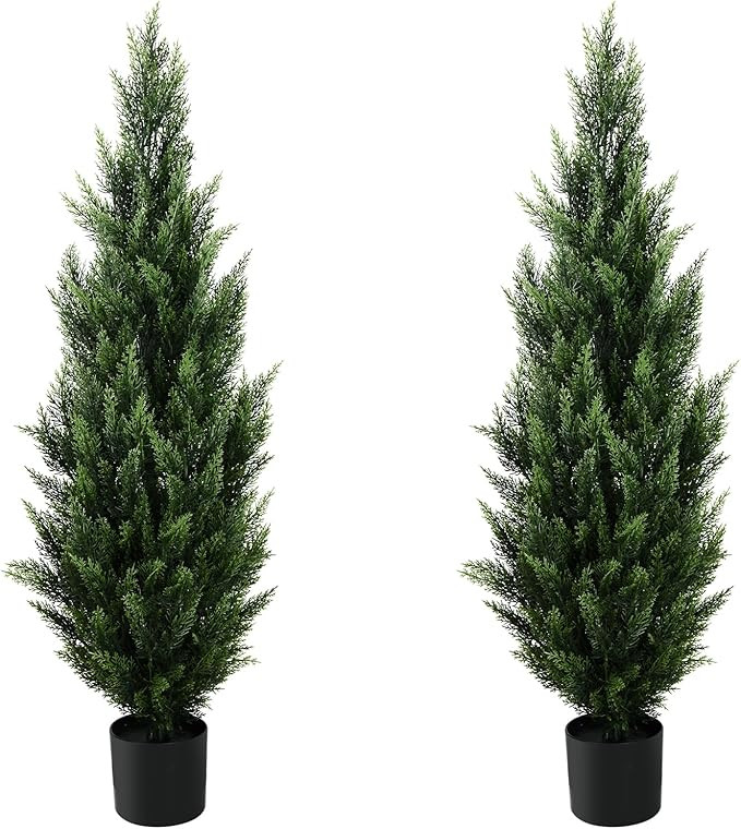 4FT Artificial Topiary Tree Beautiful Realistic Faux Cedar Pines Christmas Trees UV Rated Fake Sh... | Amazon (US)