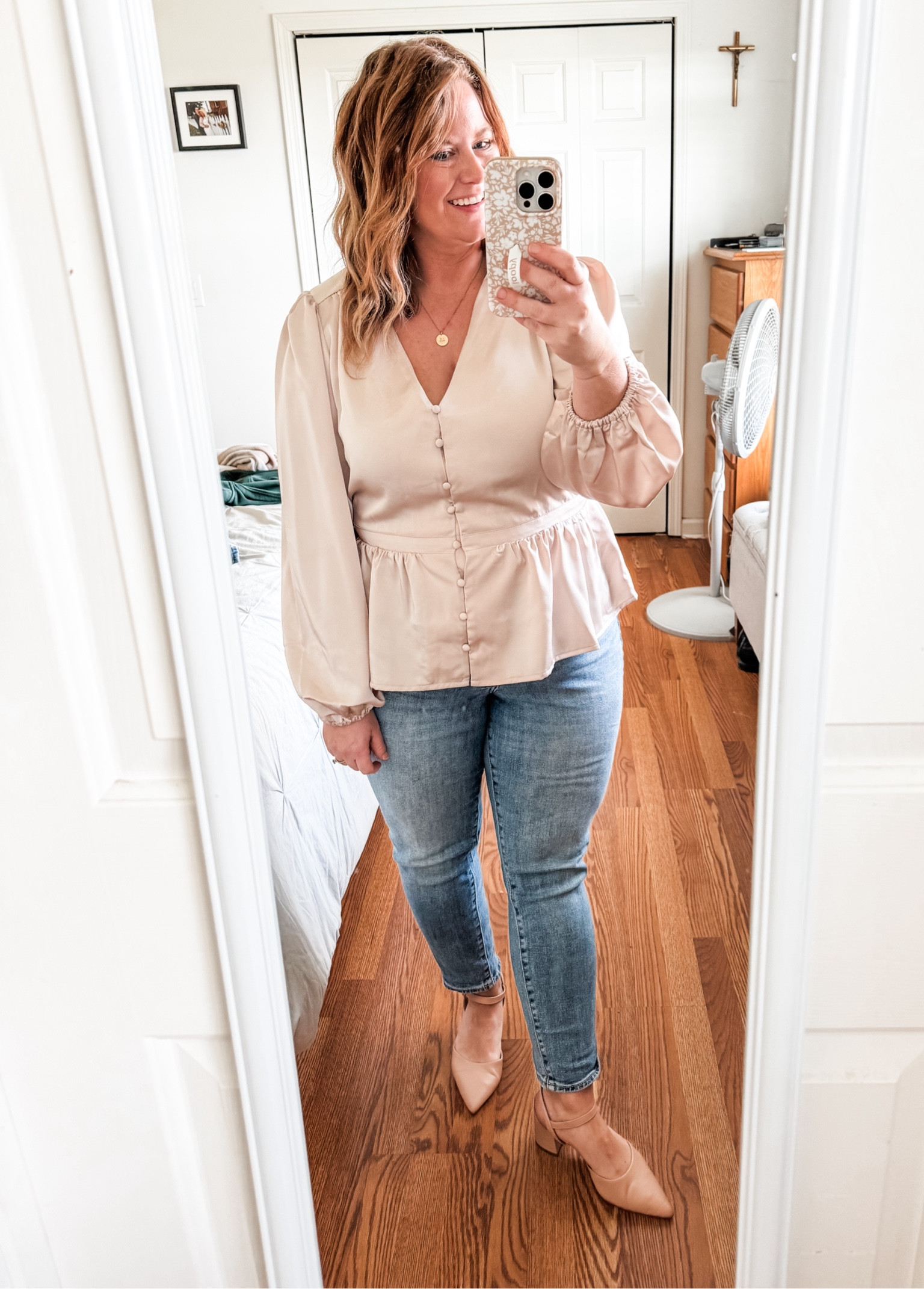 Date night outfit 

Satin shirt runs slightly small is you are larger in the chest.  Wearing an XL. 

My exact jeans are older but they are basically the same as the current old navy ones linked! 

#LTKHoliday #LTKSeasonal #LTKMidsize