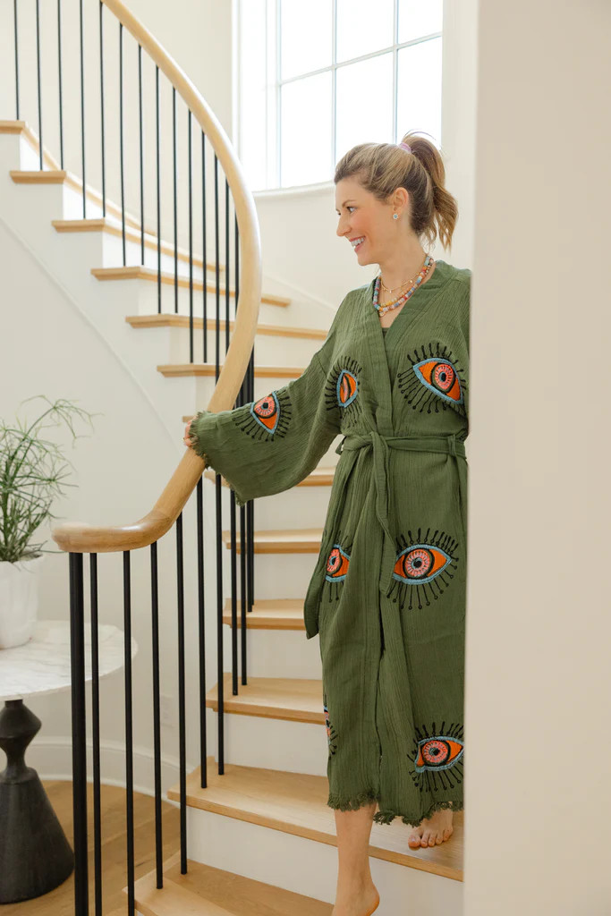 Avocado Lucky Evil Eye Robe | Erin McDermott Jewelry