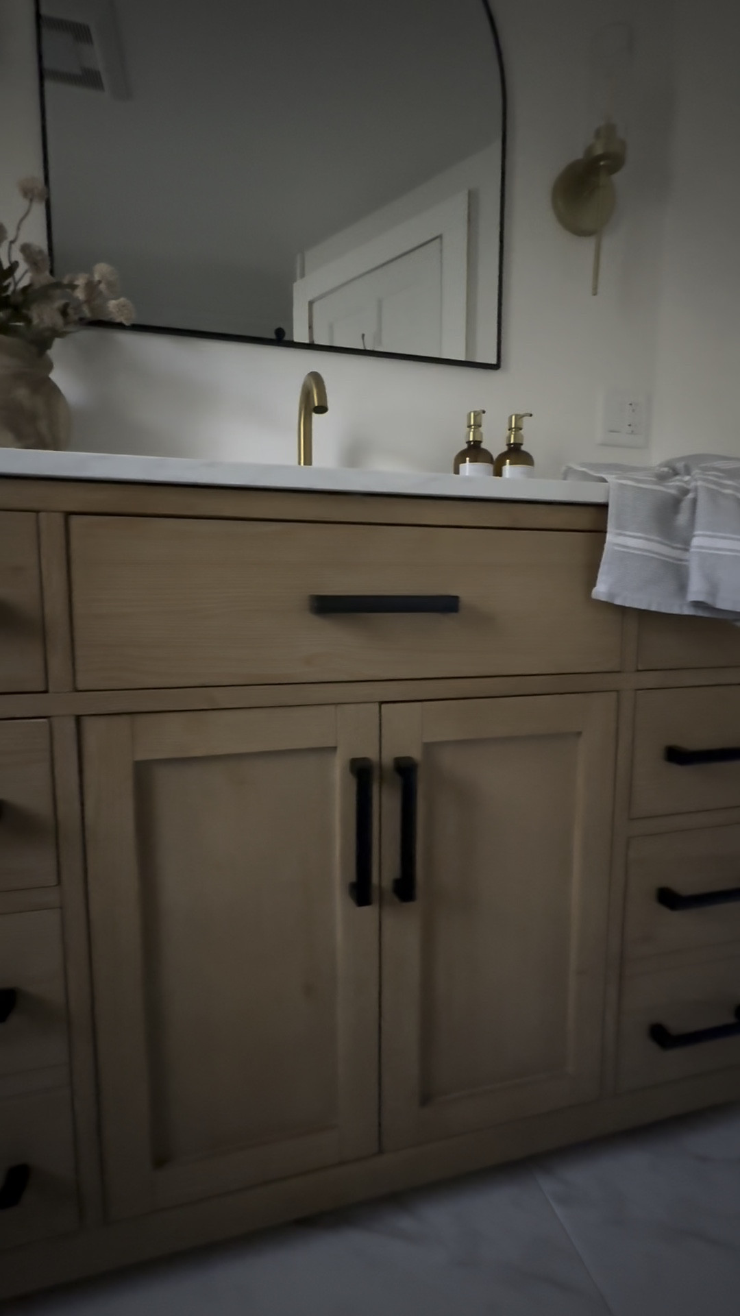 Bathroom remodel
Wood vanity, black shower faucet, gold primary bathroom refresh faucet, faux stems, bathroom decor, bathroom Amazon rug bath mat  #walmart
#homedepot #amazon

#LTKHome #LTKStyleTip #LTKSaleAlert