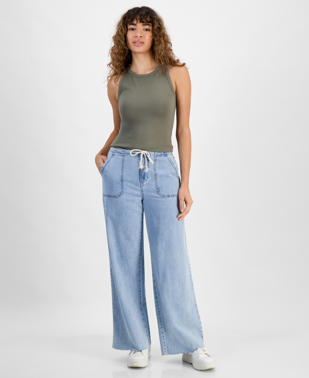 And Now This Women's Drawstring Wide-Leg Jeans, Exclusively at Macy's - Chandler Wash | Macy's