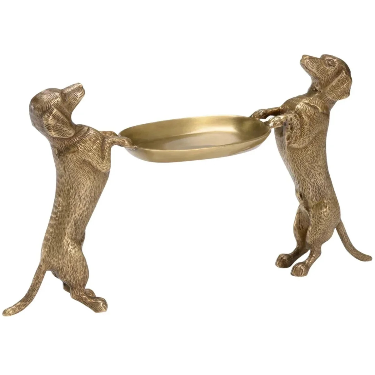 Antique Brass Dachsund Dogs Holding a Small Tray | The Well Appointed House, LLC