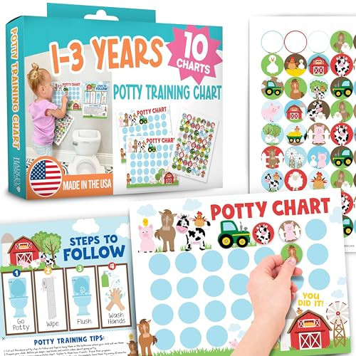 Hadley Designs Farm Animals Sticker Chart for Kids Potty Training Chart for Toddlers Boys - Potty Training Sticker Chart for Girls Potty, Potty Chart for Boys with Stickers | Amazon (US)