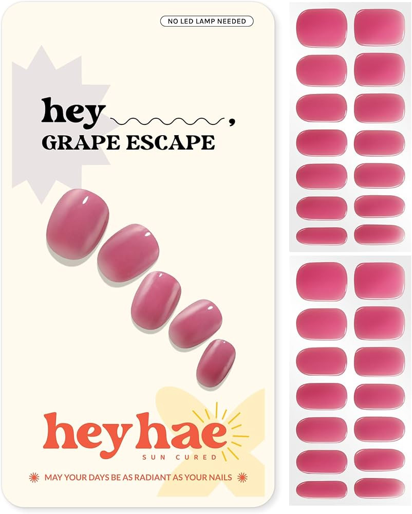 Heyhae Semi Cured Gel Nail Strips | No LED Lamp Needed | Summer, Solid, Red | Easy Apply & Remove... | Amazon (US)
