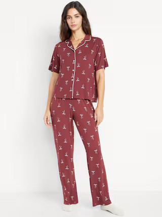 Mid-Rise Knit Jersey Pajama Pant | Old Navy (US)