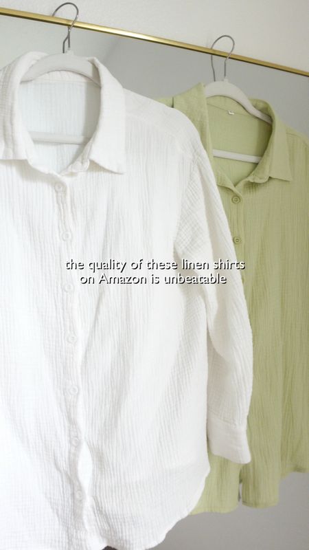 These linen shirts are SO GOOD! You will love the quality of it! It’s soft like muslin baby burp cloths 🤭 fit oversized

Amazon fashion amazon finds amazon must have linen shirts white button down shirt summer outfits spring outfits white top style tips under 50

#LTKunder50 #LTKsalealert #LTKbump