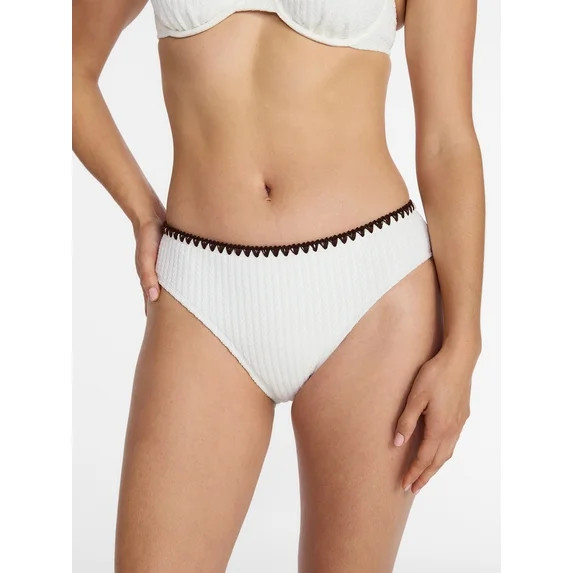 Time and Tru Women's Mid Rise Bikini Bottoms with Contrast Trim, Sizes XS-XL | Walmart (US)