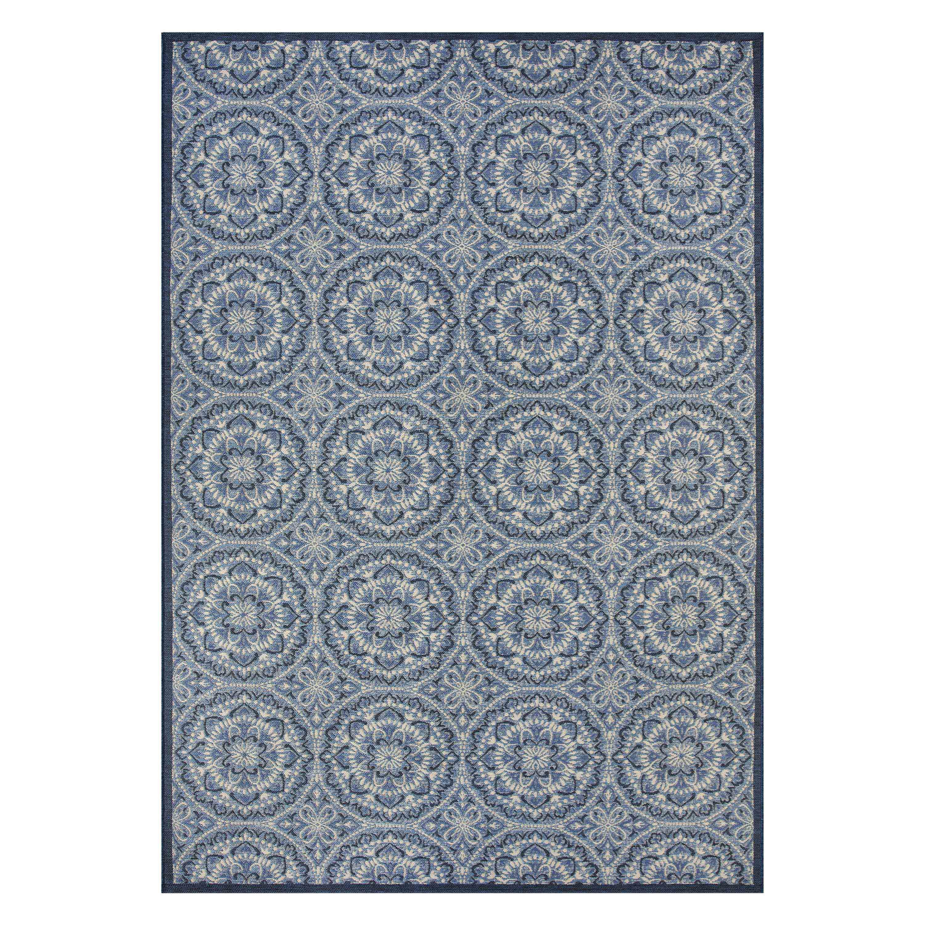 Better Homes & Gardens 7’x10’ Blue Monarch Medallion Outdoor Rug | Walmart (US)