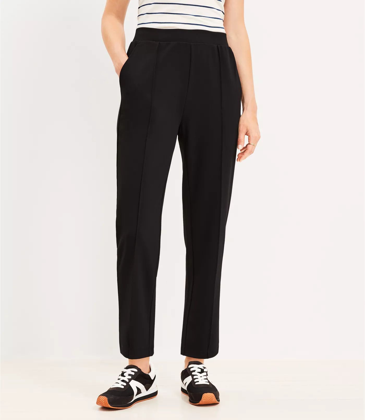 Petite Pintucked Tapered Pants in Crepe | LOFT