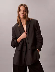 Houndstooth Wool Blend Relaxed Blazer | Calvin Klein | Calvin Klein (US)