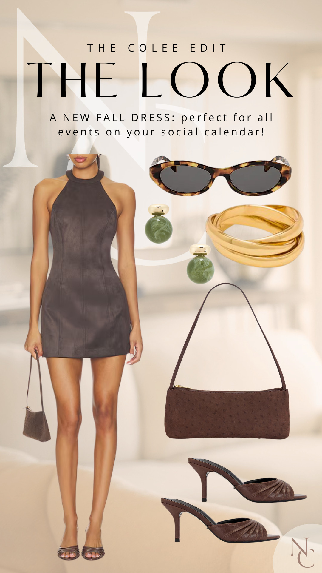 Meet your new fall date-night dress. 🤎 A chocolate mini + tortoise + chunky gold + the perfect little brown bag = exactly how I want to dress this season. Dinner, drinks, girls’ night… she can do it all. Shop the look!
 

 #LTKdayinmylife #LTKgrwm #LTKootd