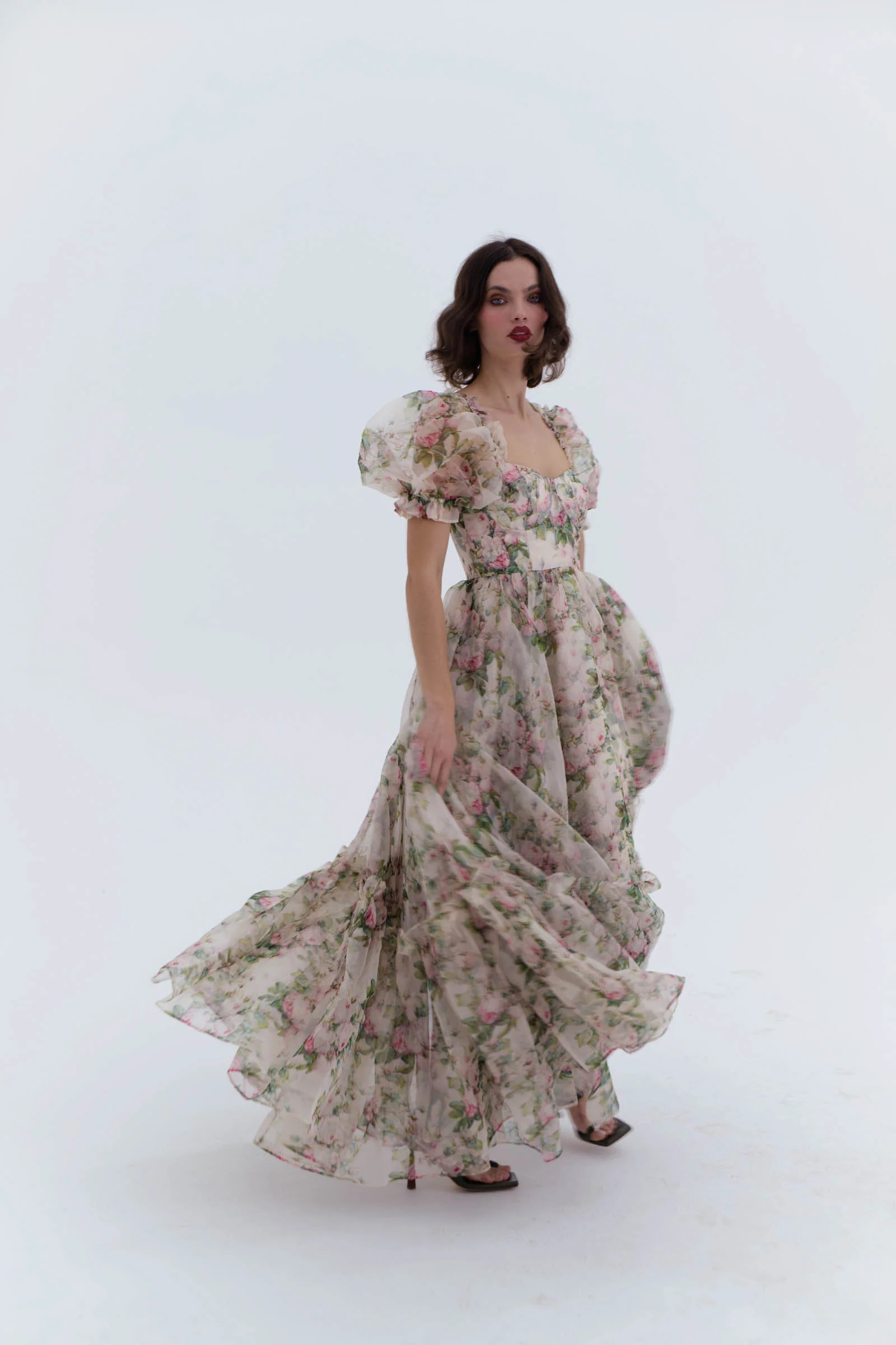 The Garden Roses Silk Gauze Ritz Gown | Selkie Collection