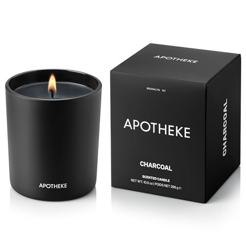 Apotheke Signature Scented Candles for Home, Charcoal - 10.5 oz - Soy Wax, Non Toxic, Large Jar Black - Luxury Candle Gifts for Women & Men - Cedarwood, Sandalwood, Oud, and Amber | Amazon (US)